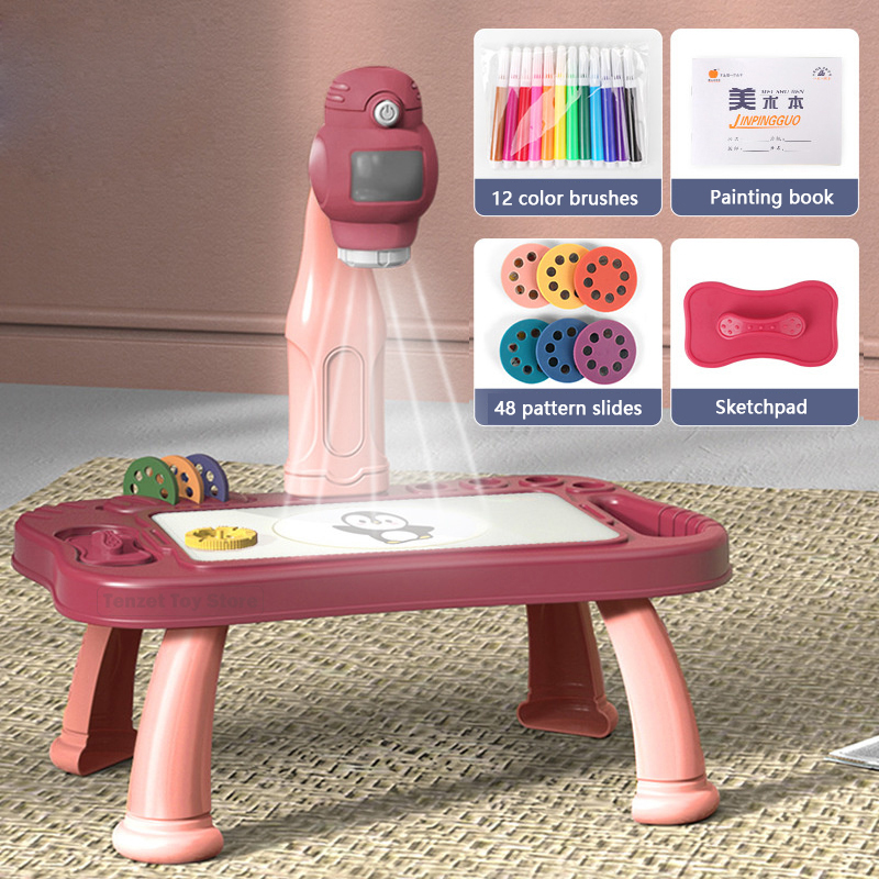 Kids Education Tablets - Smart Projector Kids Painting Table Set