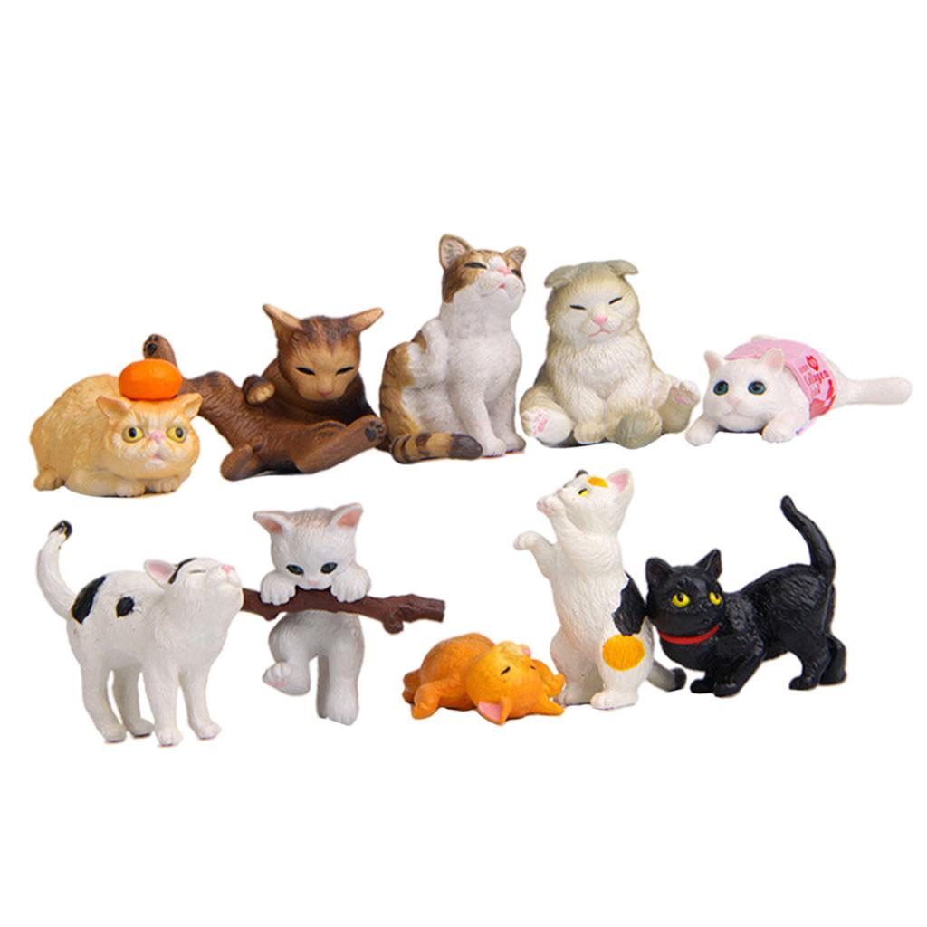 Kids Education Learn Tv - 10/Set Adorable Cat Figures Statues Animal