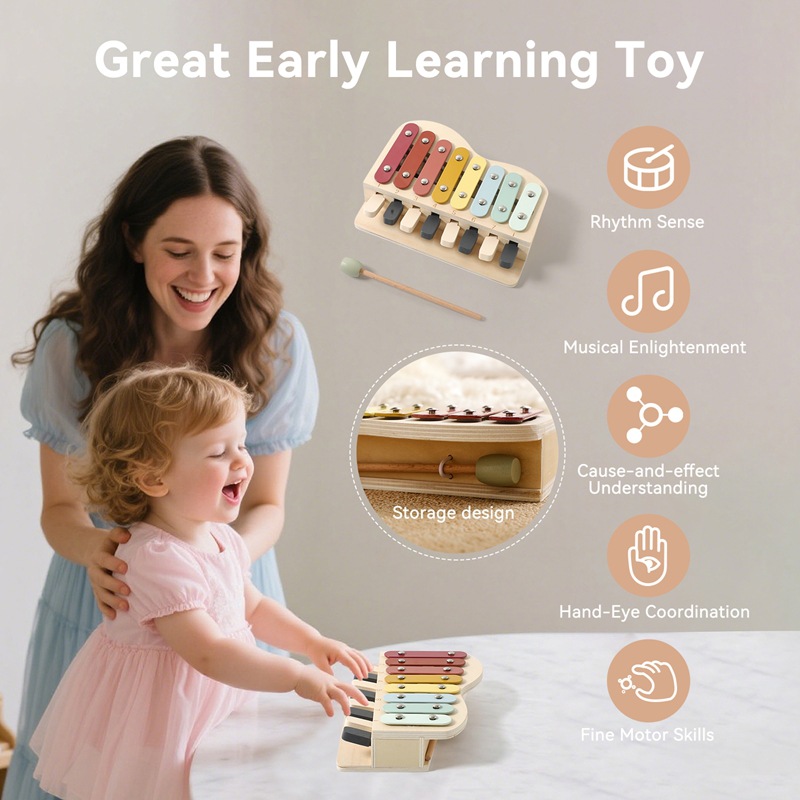 Montessori Wooden Piano Toy Co - Kids Education Learn Tv ulasan dan harga
