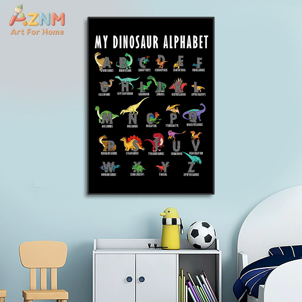 AZNM Dinosaur Alphabet Canvas  - Background For Kids Education ulasan dan harga